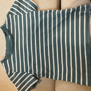 H&M Teal and White Striped Tee
